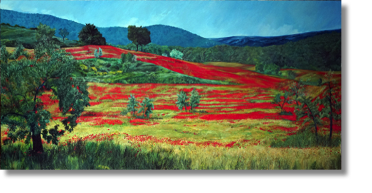 Poppy Field, Umbria
oil on canvas
106 x 54 cm